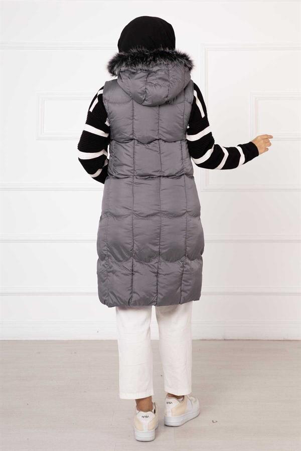 Pocket Detailed Filling Vest Gray