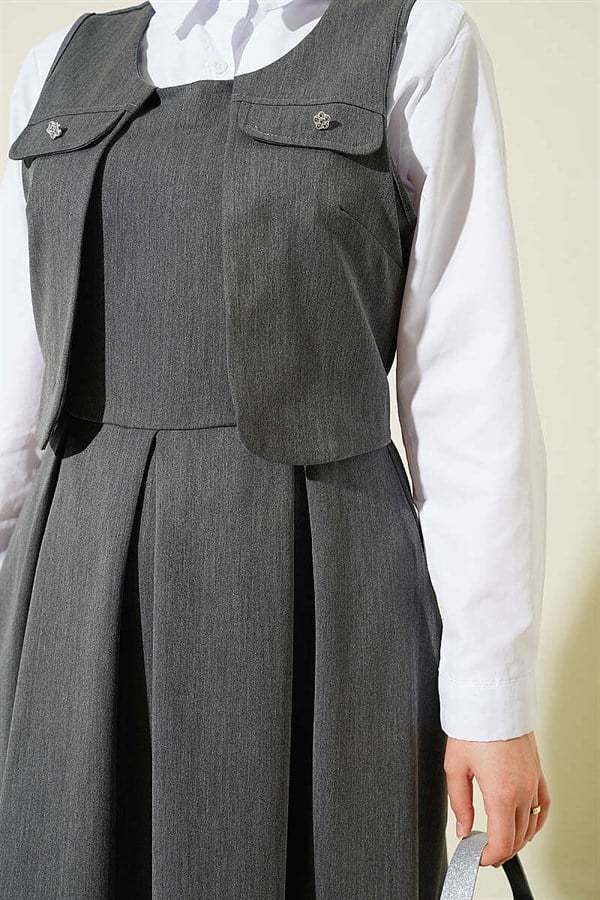 Pocket Detail Sleeveless Dress, Smoke Grey