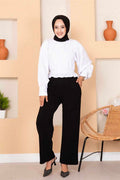 Pleated Palazzo Trousers with Pocket Detail Black