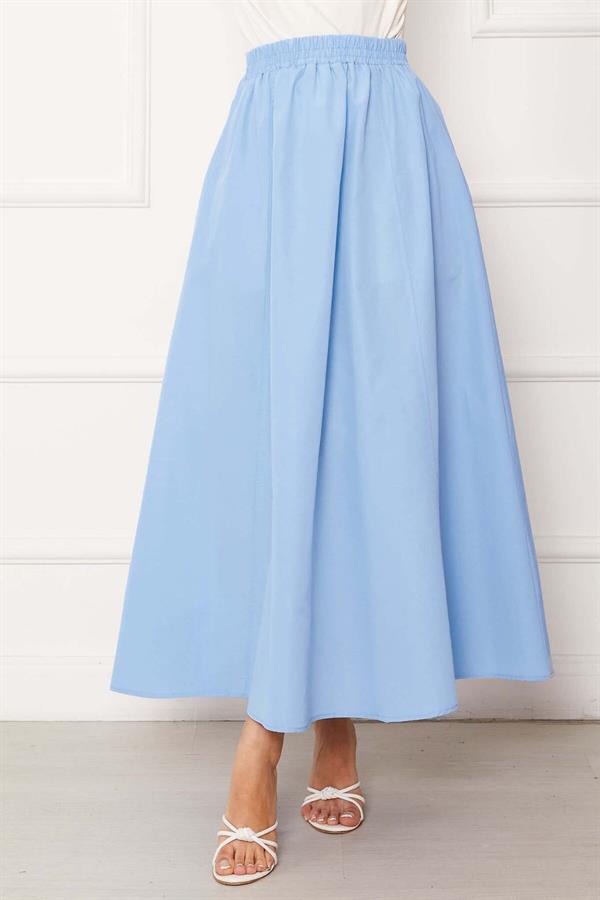 Pocket Detailed Sporty Terikoton Skirt Baby Blue