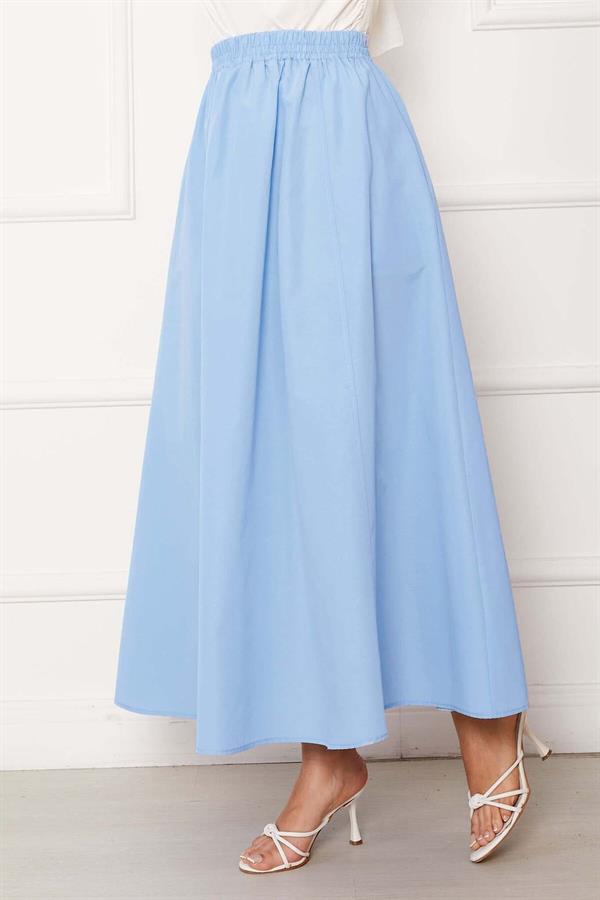 Pocket Detailed Sporty Terikoton Skirt Baby Blue