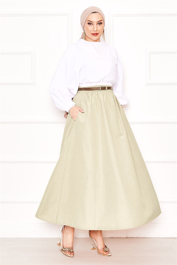 Pocket Detail Sport Skirt Light Beige
