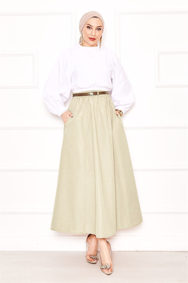 Pocket Detail Sport Skirt Light Beige
