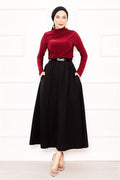 Pocket Detailed Sporty Terikoton Skirt Black