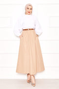 Pocket Detailed Sporty Terikoton Skirt Mink