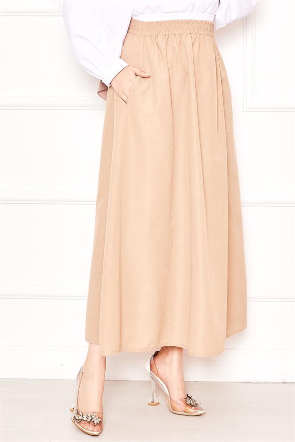 Pocket Detailed Sporty Terikoton Skirt Mink