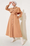 Pocket Flap Detailed Cape Trench Coat Camel