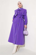 Pocket Flap Detailed Cape Trench Coat Violet