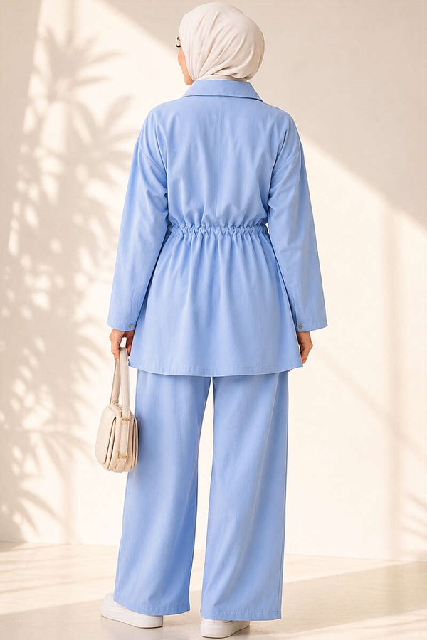 Modal 2 Piece Set with Pocket Flap and Waist Tunnel, Baby Blue