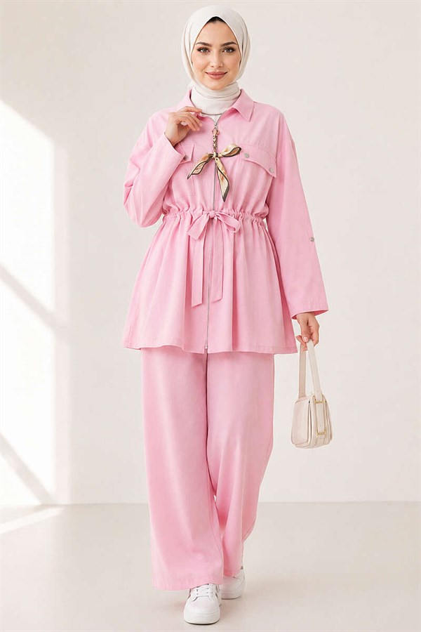 Pink Modal 2 Piece Set with Pockets and Waistband