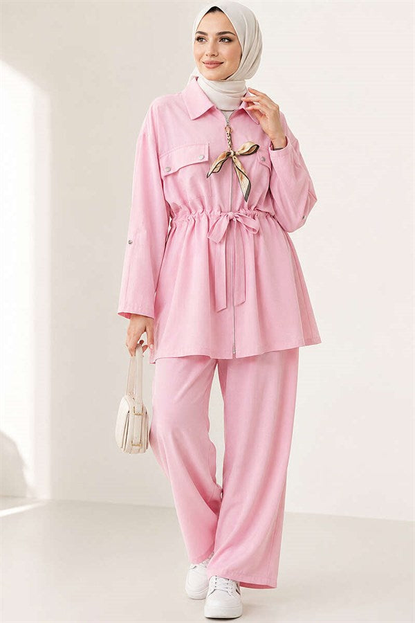 Pink Modal 2 Piece Set with Pockets and Waistband
