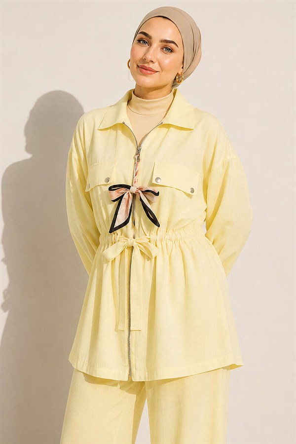 Modal 2 Piece Set with Pocket Flap and Waist Tunnel, Yellow