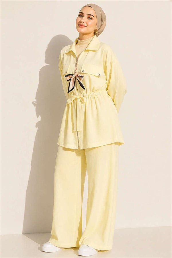 Modal 2 Piece Set with Pocket Flap and Waist Tunnel, Yellow