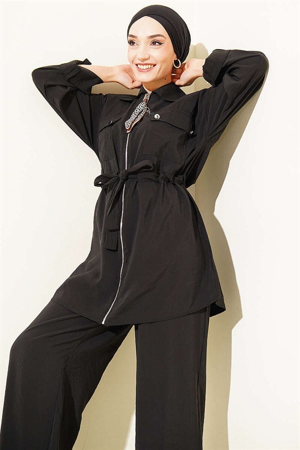 Black Modal 2 Piece Set with Pockets and Waistband