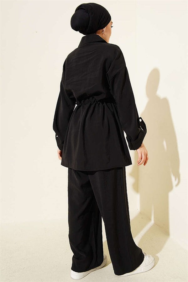 Black Modal 2 Piece Set with Pockets and Waistband