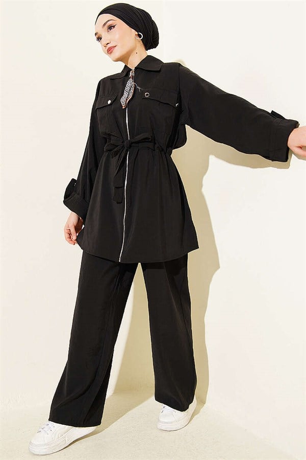 Black Modal 2 Piece Set with Pockets and Waistband