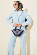 2 Piece Set with Pocket Flap Blazer Suit 2 Piece Set Jacket, Baby Blue