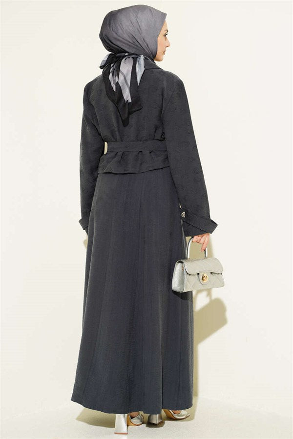 Tencel Vest 2 Piece Set with Pocket Flap and Belt, Anthracite