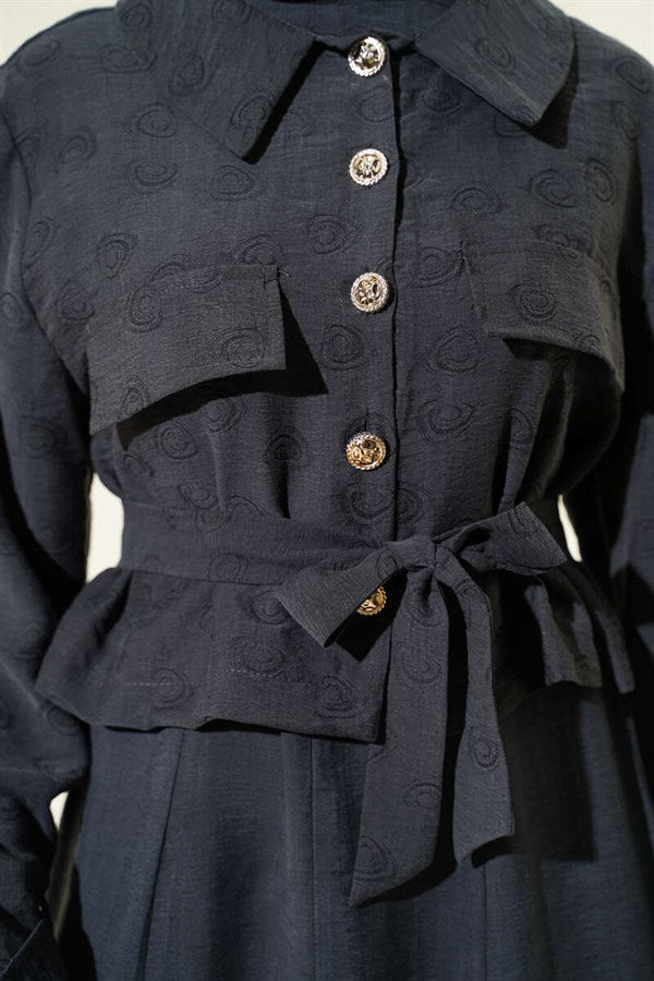 Tencel Vest 2 Piece Set with Pocket Flap and Belt, Anthracite