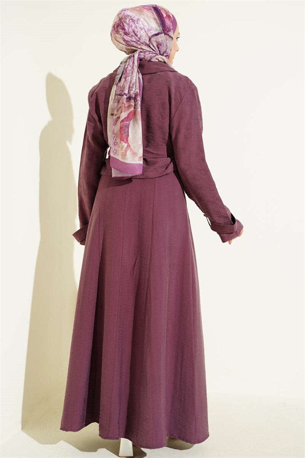 Tencel Vest 2 Piece Set with Pocket Flap and Belt, Rose Pink