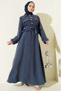 Tencel Vest 2 Piece Set with Pocket Flap and Belt, Indigo