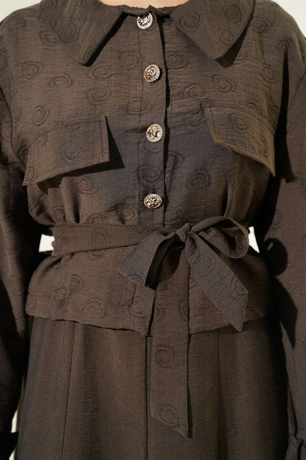 Tencel Vest 2 Piece Set with Pocket Flap and Belt, Mink