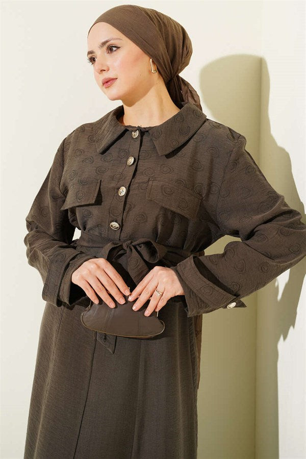 Tencel Vest 2 Piece Set with Pocket Flap and Belt, Mink