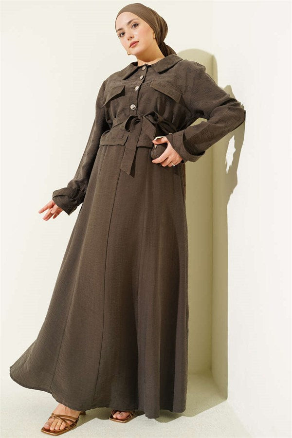 Tencel Vest 2 Piece Set with Pocket Flap and Belt, Mink