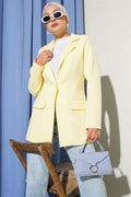 Single-Button Blazer Jacket with Pocket Flaps Yellow