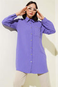 Pocket Stone Striped Shirt Lilac