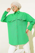 Green Shirt with Pocket and Cuff Chain