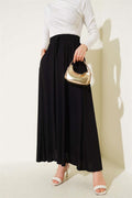 Pocketed Flared Elastic Waist Skirt Black