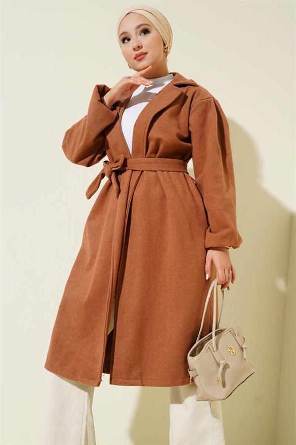Pocket Belted Double Breasted Cashmere Coat Latte