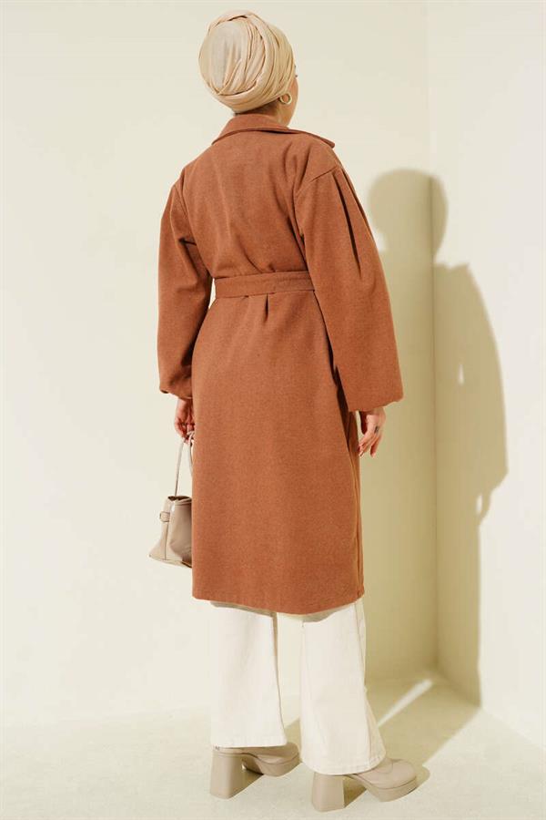 Pocket Belted Double Breasted Cashmere Coat Latte