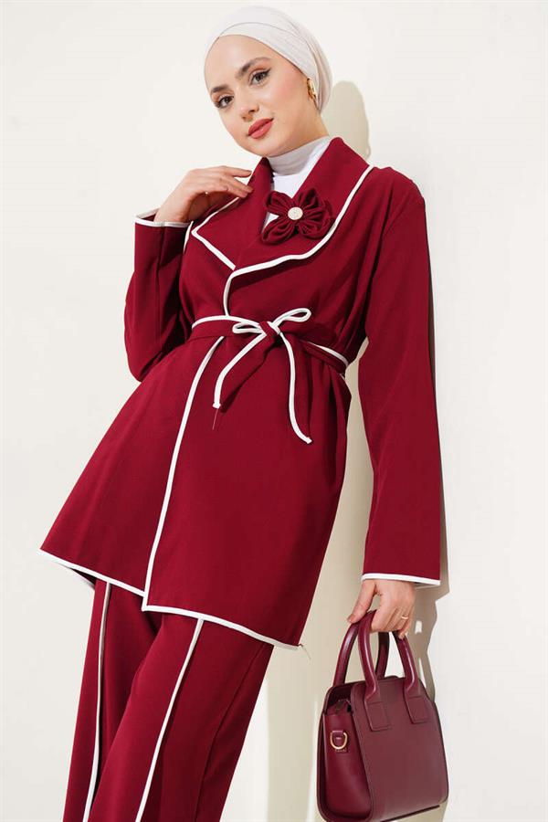 Floral Accessory Piping 2 Piece Set Claret Red