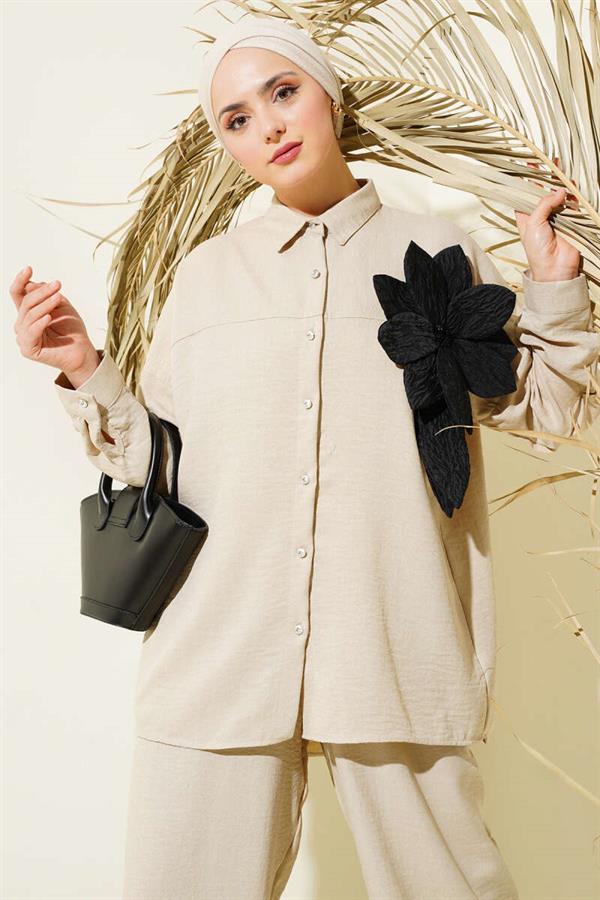 Floral Accessory Tunic 2 Piece Set Stone