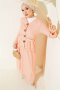 2 Piece Set with Floral Snap Button and Lace Skirt, Powder Pink
