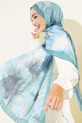 Floral Pattern Detailed Bamboo Krasnoye Shawl Mint