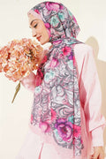 Floral Pattern French Silk Shawl Pink