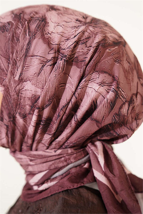 Floral Patterned Bamboo Knit Scarf, Light Brown