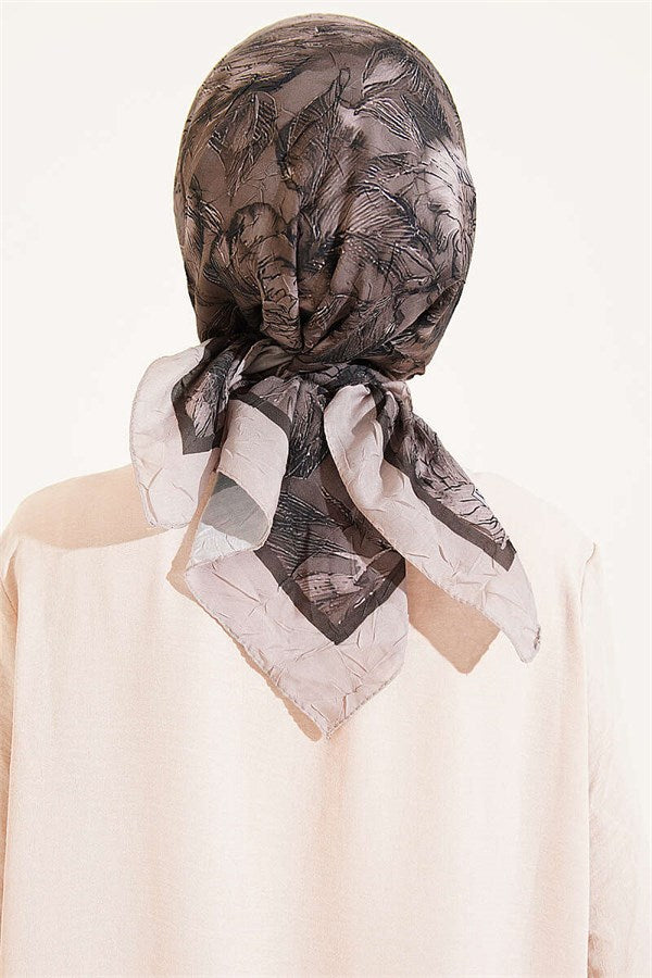 Floral Patterned Bamboo Kash Scarf Beige