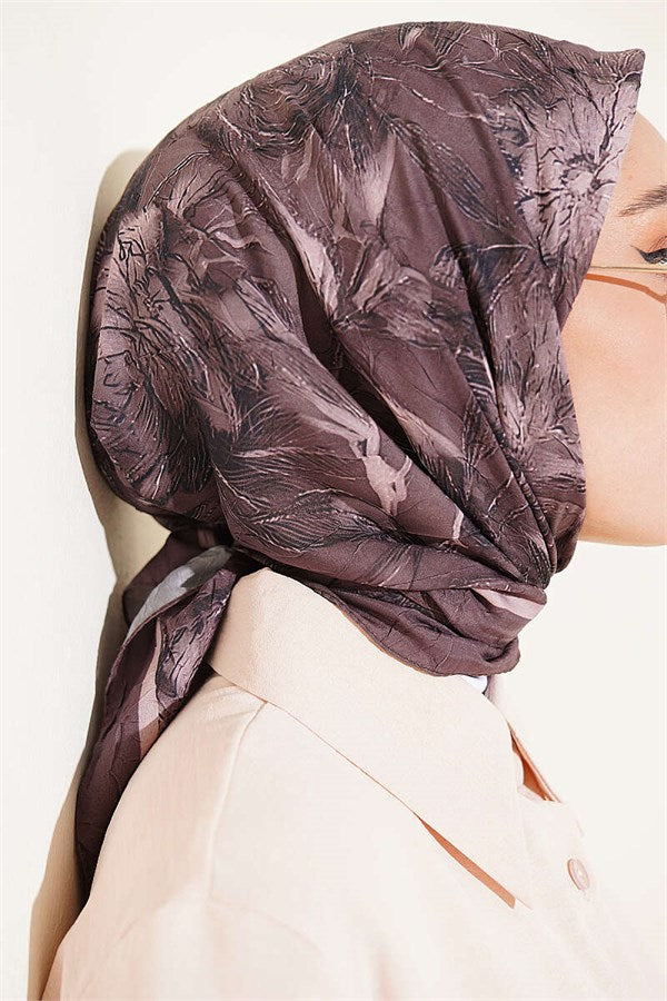 Floral Patterned Bamboo Kash Scarf Coffee