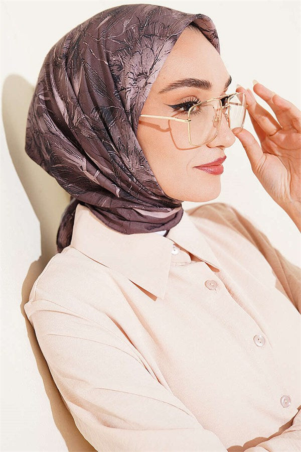 Floral Patterned Bamboo Kash Scarf Coffee