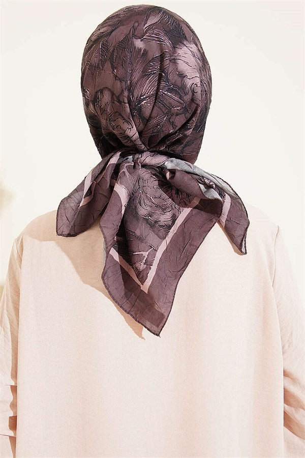 Floral Patterned Bamboo Kash Scarf Coffee