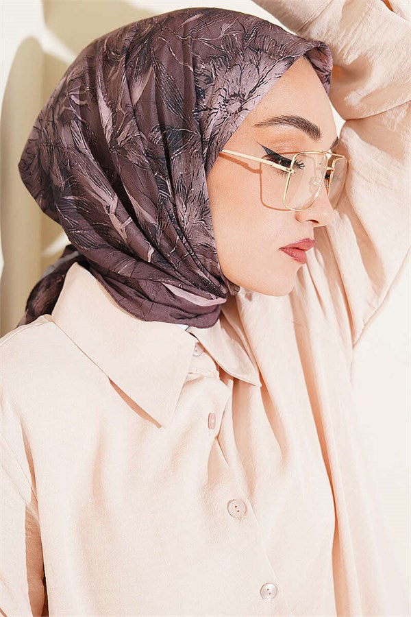 Floral Patterned Bamboo Kash Scarf Coffee