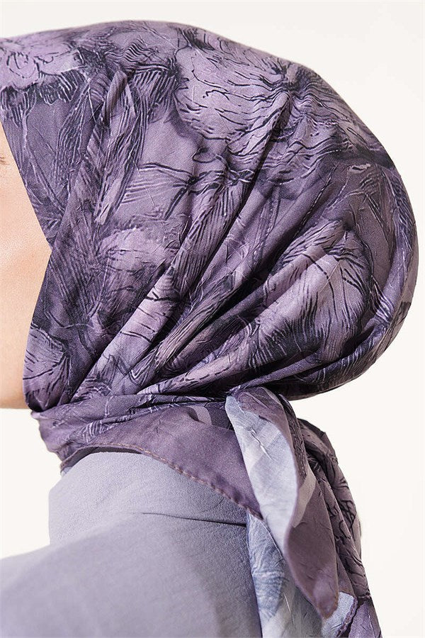 Floral Patterned Bamboo Crash Scarf, Slate Grey