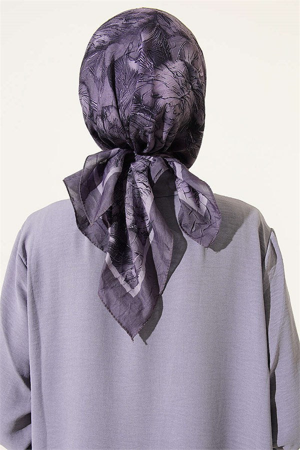 Floral Patterned Bamboo Crash Scarf, Slate Grey