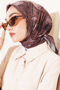 Floral Patterned Bamboo Kash Scarf Chestnut