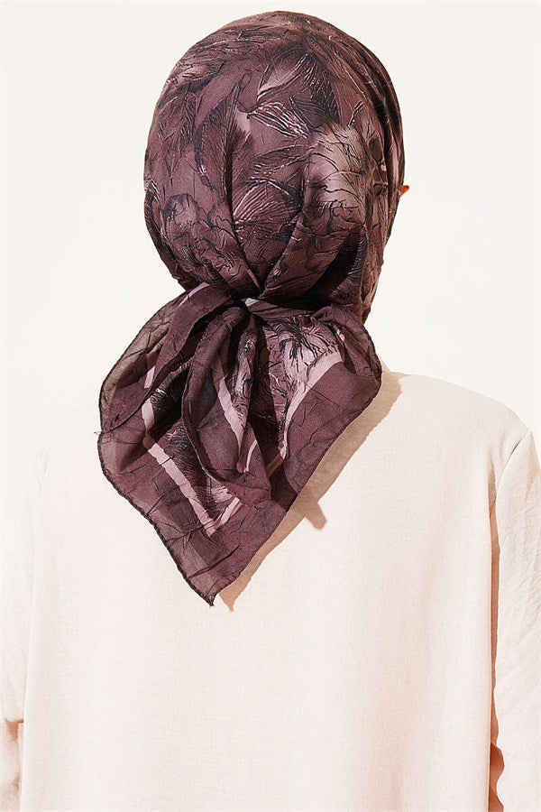 Floral Patterned Bamboo Kash Scarf Chestnut