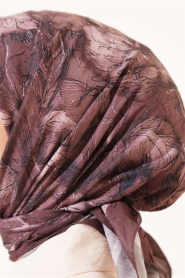Floral Patterned Bamboo Kash Scarf Chestnut